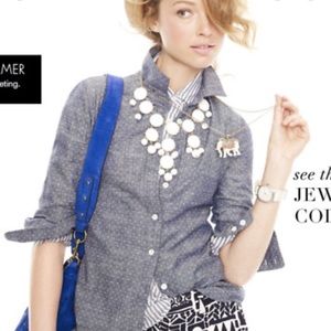 Jcrew perfect shirt polka dot chambray